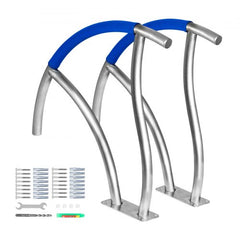 Pool Handrail, 2Pack 30"x30" Swimming Pool Stair Rail, 304 Stainless Steel Stair Pool Hand Rail Rated 375lbs Load Capacity, Pool Rail with Quick Mount Base Plate, and Complete Mounting Accessory