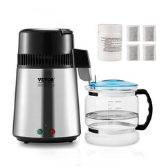 Water Distiller, 4L 1.05 Gallon Pure Water Purifier Filter For Home Countertop, 750W Distilled Water Maker, Stainless Steel Interior Distiller Water Making Machine to Make Clean Water, Silvery