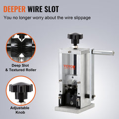 Manual Wire Stripping Machine, 0.06``-0.98`` Copper Stripper with Hand Crank or Drill Powered, Visible Stripping Depth Reference, Portable Aluminum Frame Wire Peeler for Scrap Copper Recycling