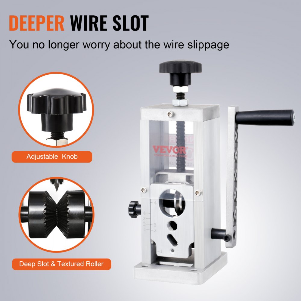 Manual Wire Stripping Machine, 0.06``-1.5`` Copper Stripper with Hand Crank or Drill Powered, Visible Stripping Depth Reference, Portable Aluminum Frame Wire Peeler for Scrap Copper Recycling
