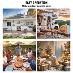 12" Outdoor Pizza Oven Portable Wood Pellet Pizza Oven Camping w/ Rotation