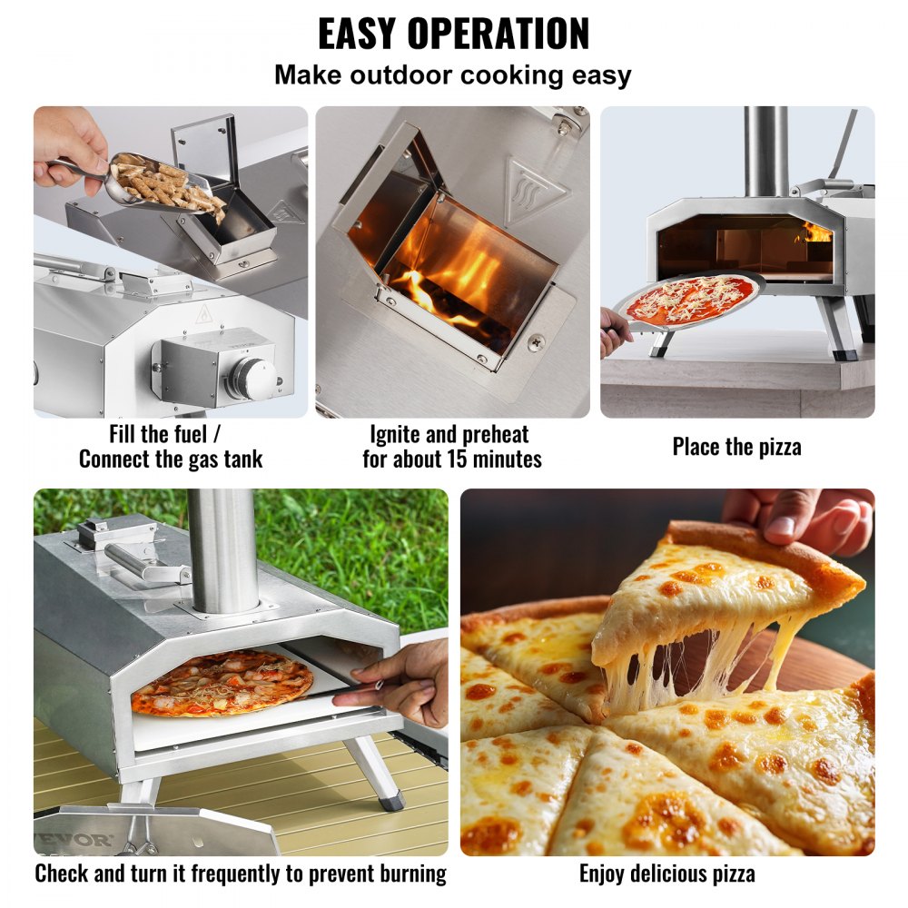 12" Outdoor Pizza Oven Portable Pellet/Gas Pizza Oven Foldable for Camping