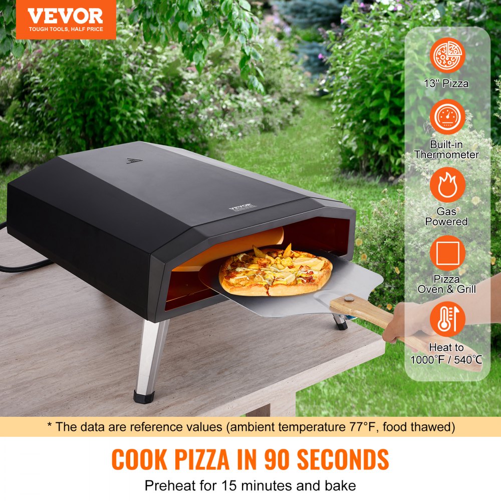13" Outdoor Pizza Oven Portable Gas Oven Iron Spray Foldable for Camping