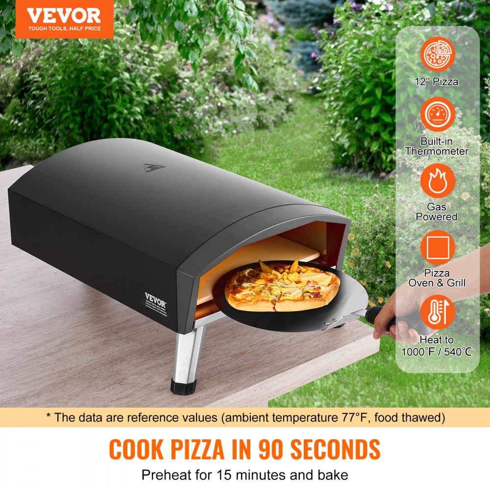 12" Outdoor Pizza Oven Portable Gas Oven Iron Spray Foldable for Camping