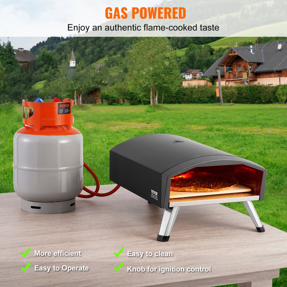 12" Outdoor Pizza Oven Portable Gas Oven Iron Spray Foldable for Camping