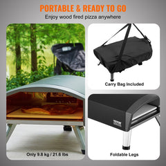 12" Outdoor Pizza Oven Portable Gas Oven Iron Spray Foldable for Camping