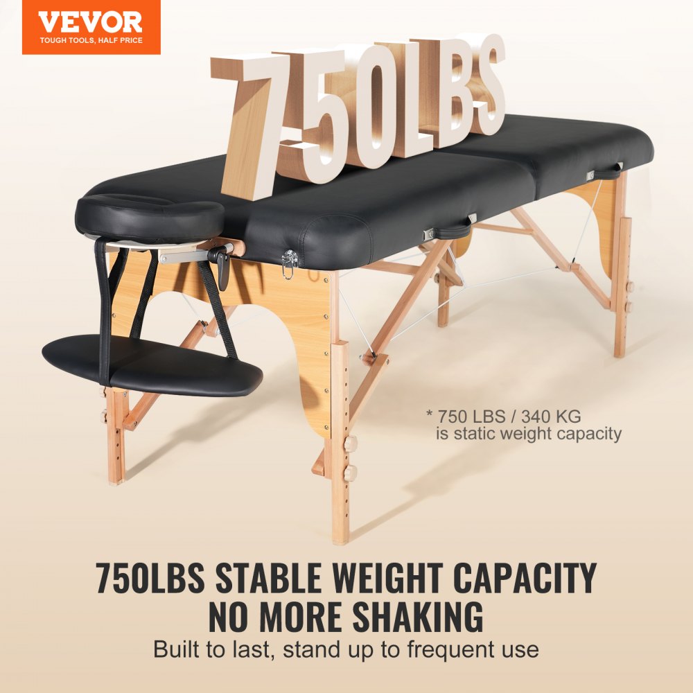 Professional Wide Massage Table 30" W, Heavy Duty Folding Massage Table,  8-Level Height Adjustable Facial Salon Tattoo Bed, Portable Spa Table with Headrest, Hand Pallet & Carrying Bag, 750LBS