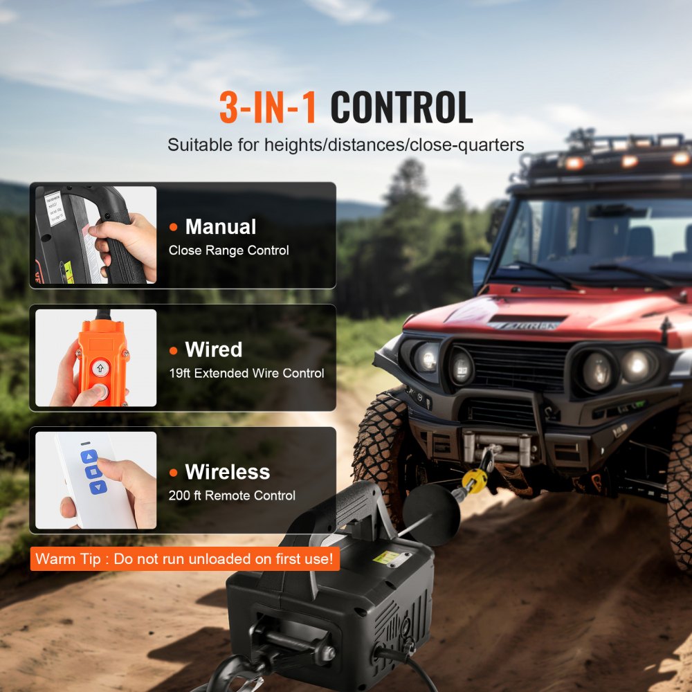 3-in-1 Electric Hoist Winch, 1100lbs 1500W Portable Power Winch Crane, 110V/120V 22.9 ft Lifting Height, 13 ft/min with Manual, Wired and Wireless Remote Control, Overload Protection