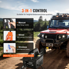 3-in-1 Electric Hoist Winch, 1100lbs 1500W Portable Power Winch Crane, 110V/120V 22.9 ft Lifting Height, 13 ft/min with Manual, Wired and Wireless Remote Control, Overload Protection