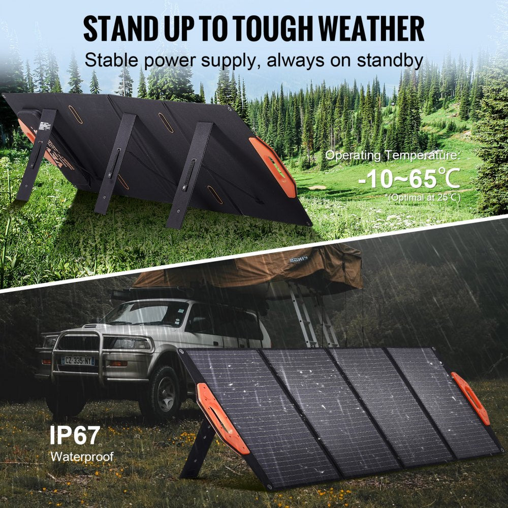 Portable Monocrystalline Solar Panel, Monocrystallin120W Foldable e ETFE Solar Charger, 23% Efficiency Solar Panel with Type C, DC 18V, QC3.0 USB Port, IP67 Waterproof for Home, Off Grid, Hiking