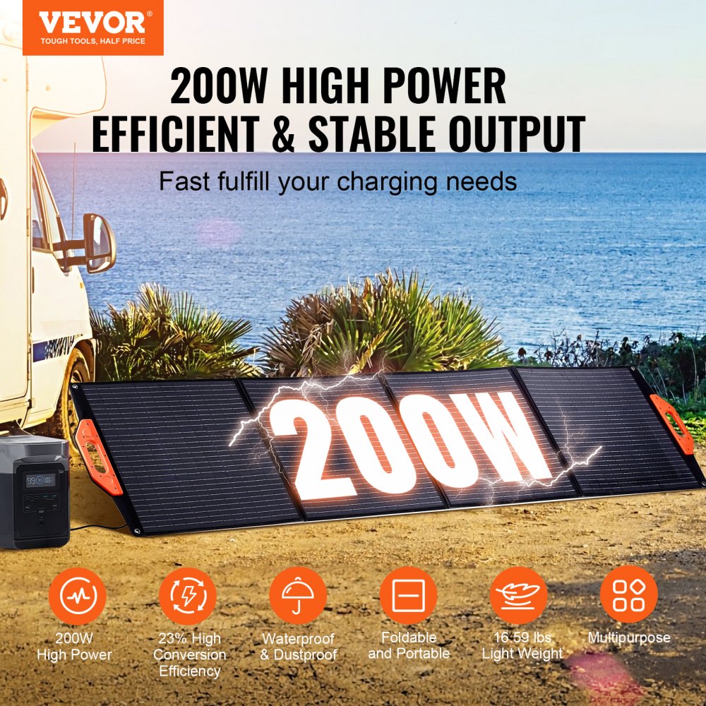 Portable Monocrystalline Solar Panel 200W Foldable ETFE Solar Charger kit