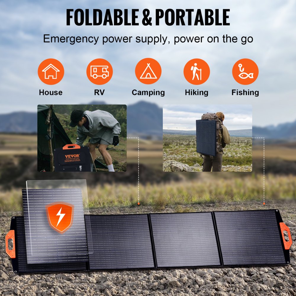 Portable Monocrystalline Solar Panel 200W Foldable ETFE Solar Charger kit