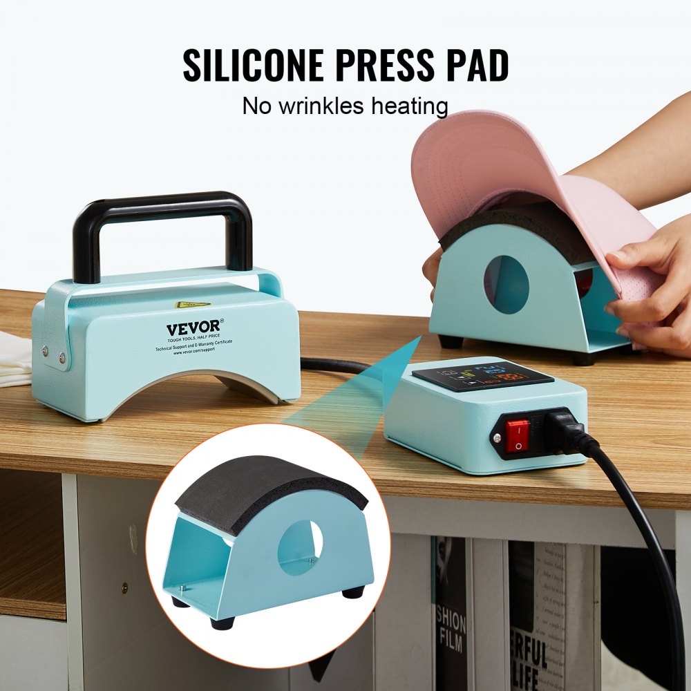 Hat Press Machine Mini Hat Heat Press for Caps 5.9x3.15 inch Plate Green