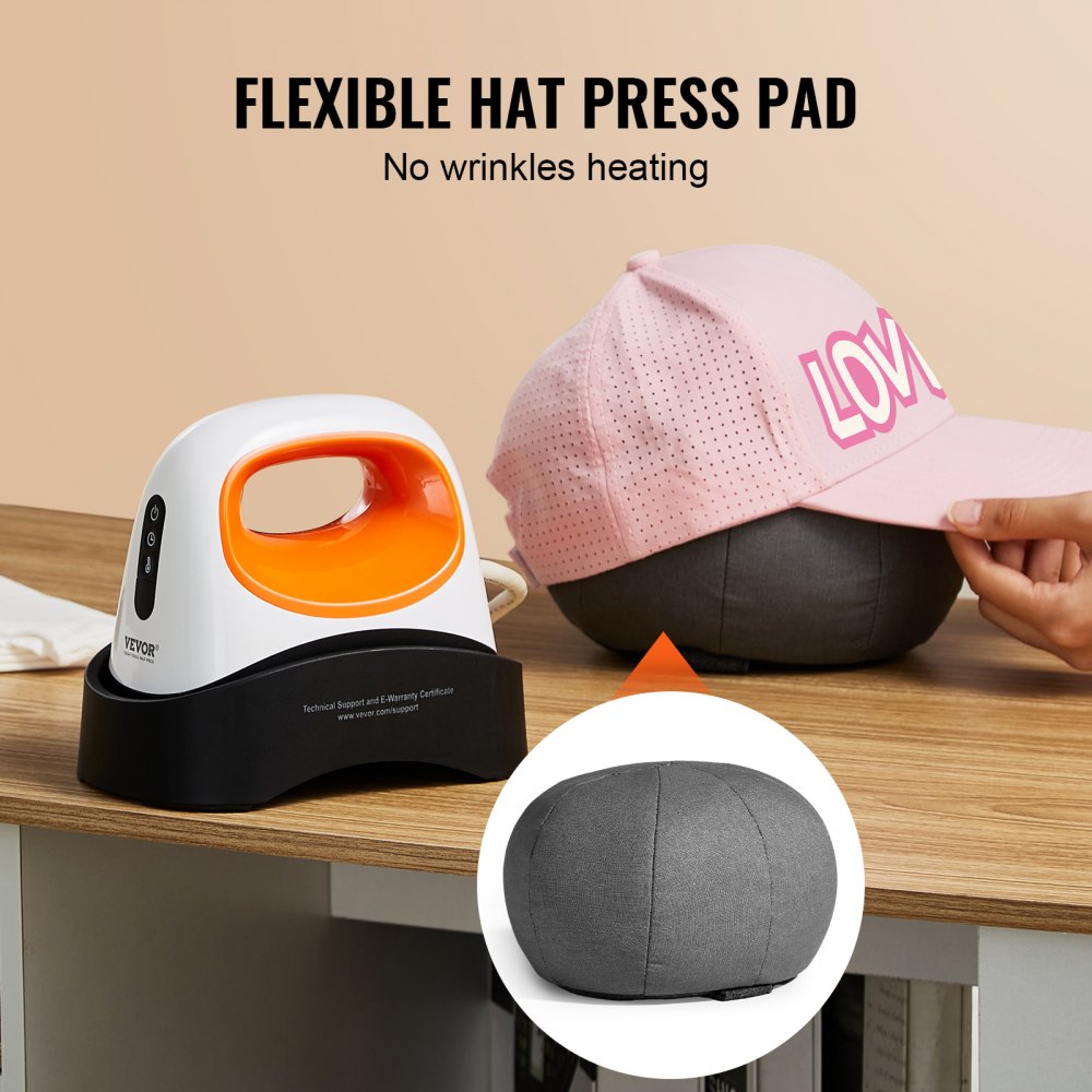 Hat Press Machine Mini Hat Heat Press for Caps 6.1 x 3.5 inch Plate White