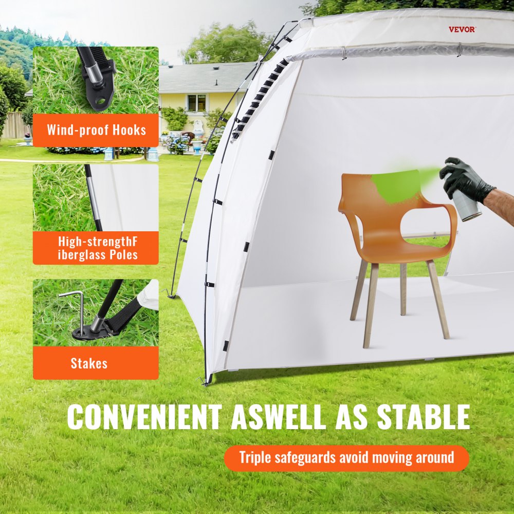 Portable Paint Booth, Larger Spray Paint Tent with Built-in Floor & Mesh Screen, Painting Tent Station for Furniture DIY Hobby Tool, 10x7x6ft Spray Paint Shelter