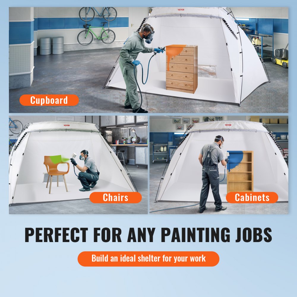 Portable Paint Booth, Larger Spray Paint Tent with Built-in Floor & Mesh Screen, Painting Tent Station for Furniture DIY Hobby Tool, 10x7x6ft Spray Paint Shelter