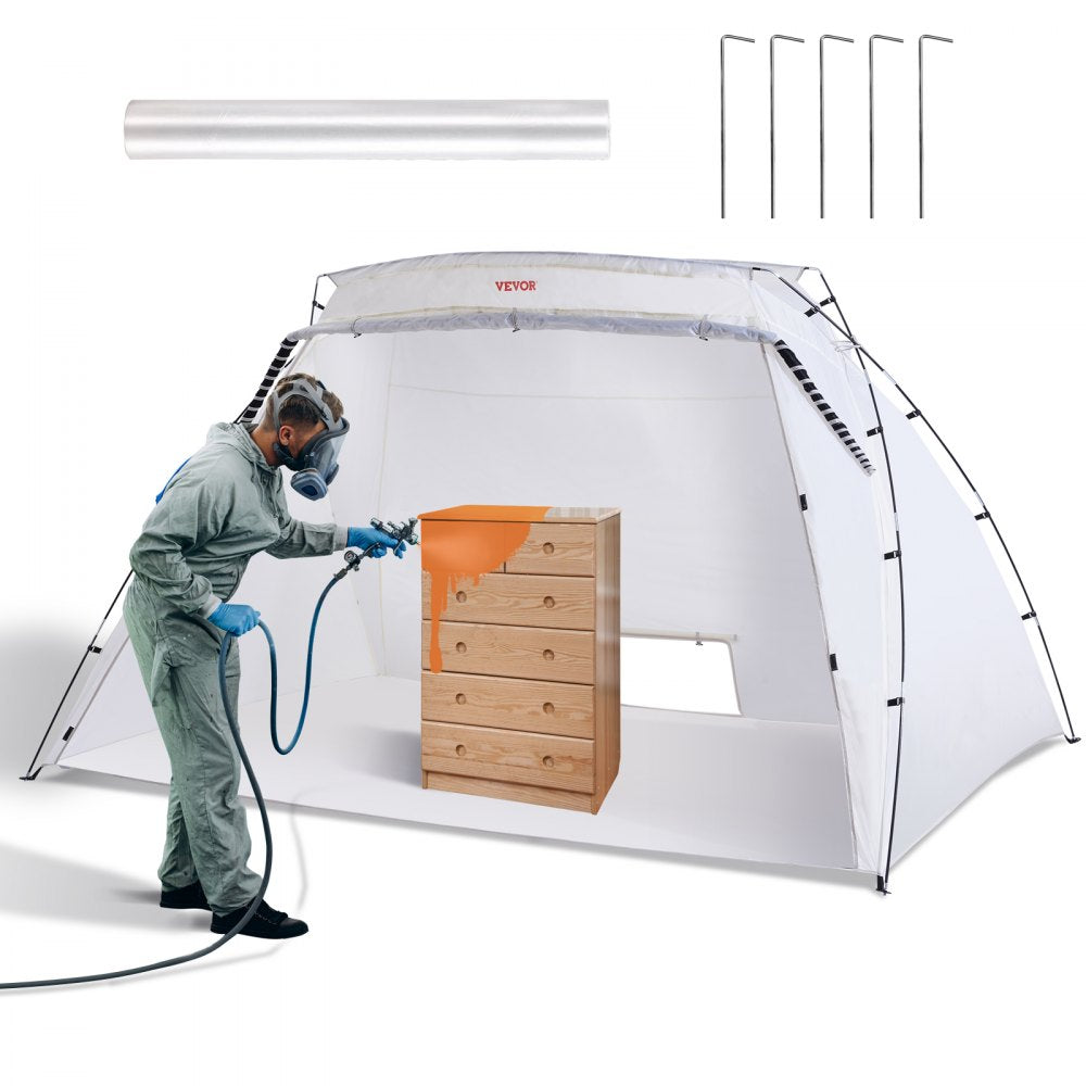 Portable Paint Booth, Larger Spray Paint Tent with Built-in Floor & Mesh Screen, Painting Tent Station for Furniture DIY Hobby Tool, 10x7x6ft Spray Paint Shelter