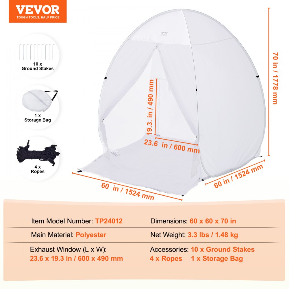 Spray Paint Shelter Portable Spray Paint Tent Booth 60x60x70 in Pop Up