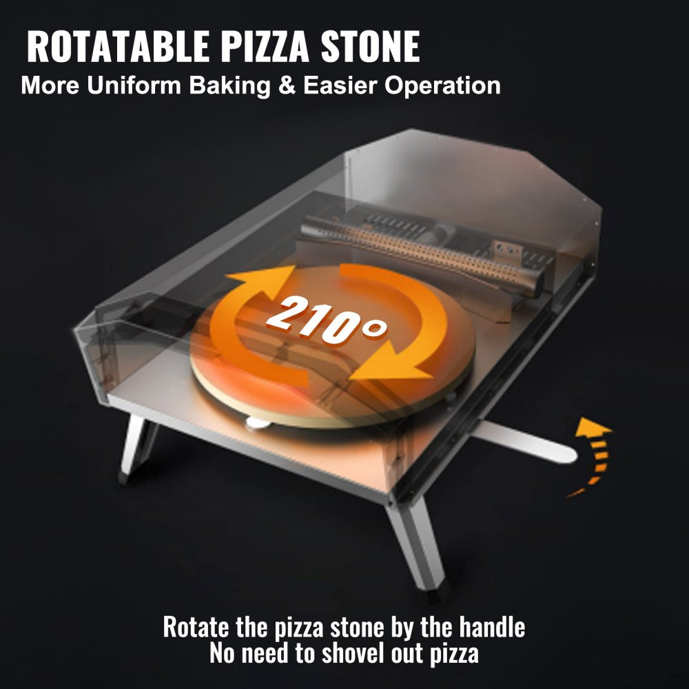 Multi-fuel Outdoor Pizza Oven, 12 inch Wood Fired & Gas Pizza Maker with Rotating Pizza Stone, Propane Pellet Dual Fuel Pizza Grill for Backyard, Portable Pizza Ovens for Outside, CSF Certified
