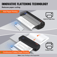 Portable Printer - 2600mAh Battery, 203 DPI, Bluetooth Inkless Mobile Printer for A4, A5 & 8.5" x 11" Thermal Paper, Compatible with iOS, Android & Laptop, Ideal for Travel, Office & Home Use
