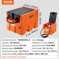Portable Diesel Tank 48 Gal Fuel Tank with 12V Electric Transfer Pump