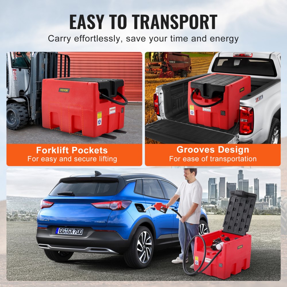 Portable Diesel & Gasoline Tank 48 Gal Fuel Tank with 12V Transfer Pump