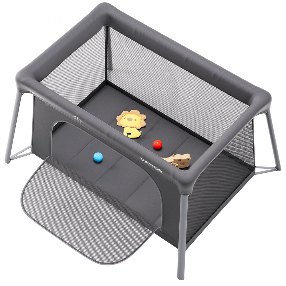 Baby Travel Crib Play Yard Folding Baby Toddler Playpen with Zipper Gate
