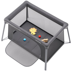 Baby Travel Crib Play Yard Folding Baby Toddler Playpen with Zipper Gate
