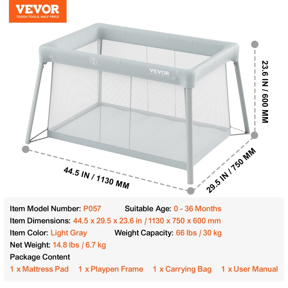 Baby Travel Crib and Play Yard Folding Baby Playpen with Soft Mattress Pad