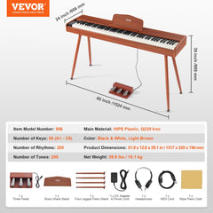 88 Key Fully Weighted Digital Piano Dual Keyboard Four Legged Stand