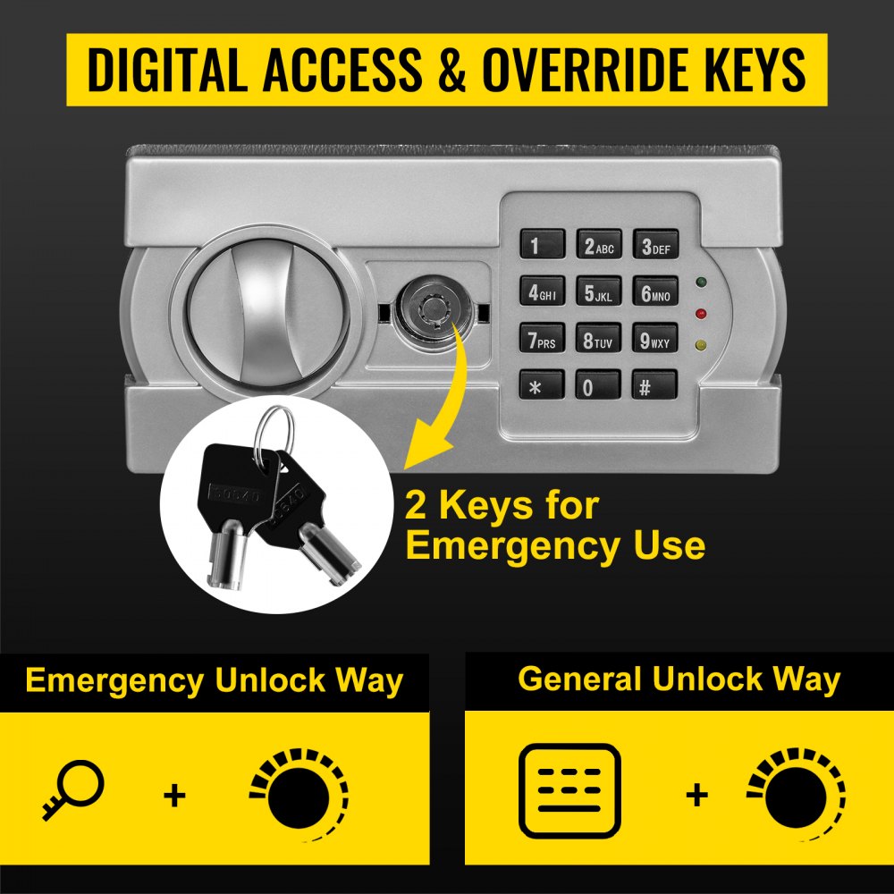 Digital Depository Safe 1.7 Cubic Feet Made of Carbon Steel Electronic Code Lock Depository Safe with Deposit Slot with Two Emergency Keys Depository Box for Home Hotel Restaurant and Office