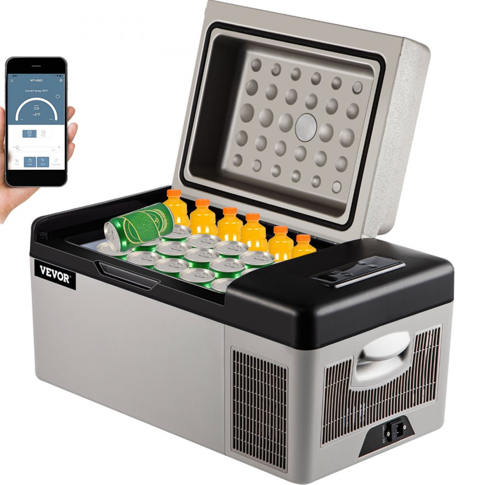 Portable Refrigerator 21 Quart(20 Liter),12 Volt Refrigerator App Control(-4℉~68℉), Car Refrigerator Electric Compressor Cooler with 12/24v DC & 110-240v AC for Camping, Travel, Fishing, Outdoor or Home Use