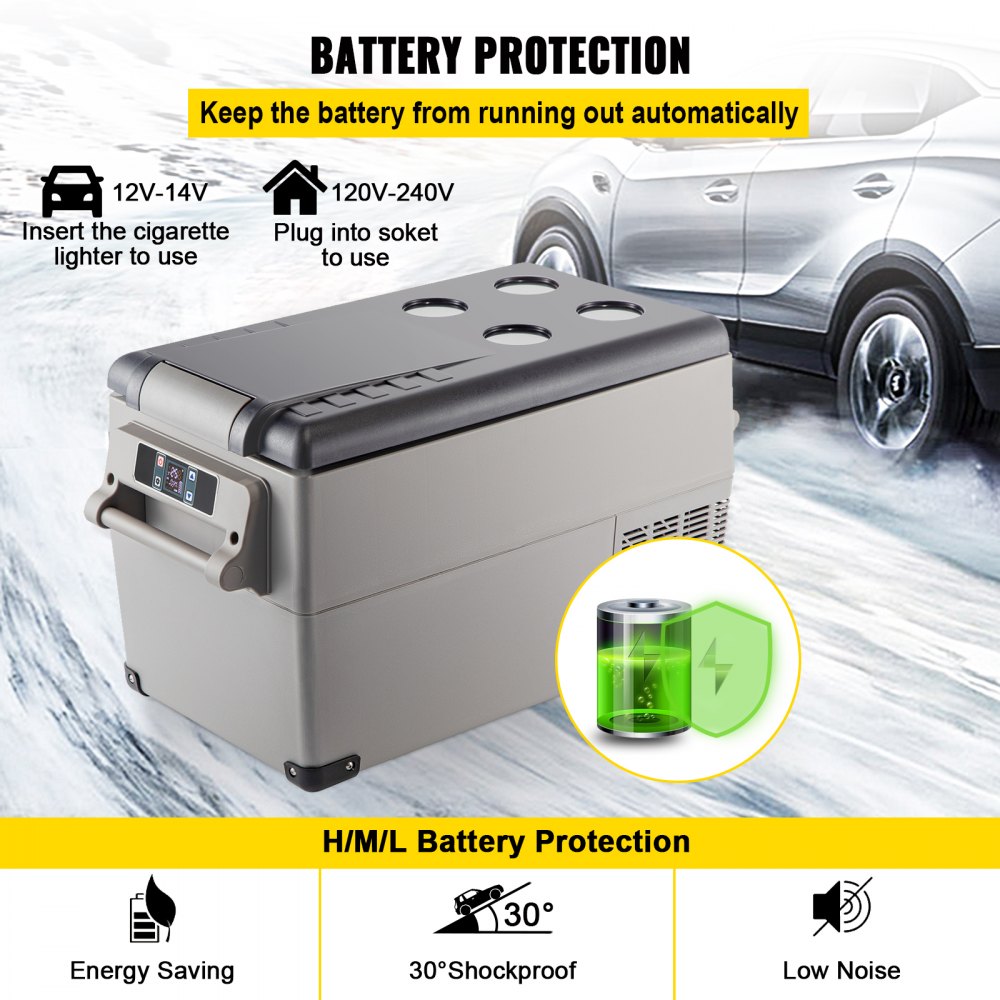 Portable Refrigerator 37 Quart(35 Liter),12 Volt Refrigerator App Control(-4℉~68℉), Car Refrigerator Dual Zone with 12/24v DC & 110-240v AC for Camping, Travel, Fishing, Outdoor or Home Use