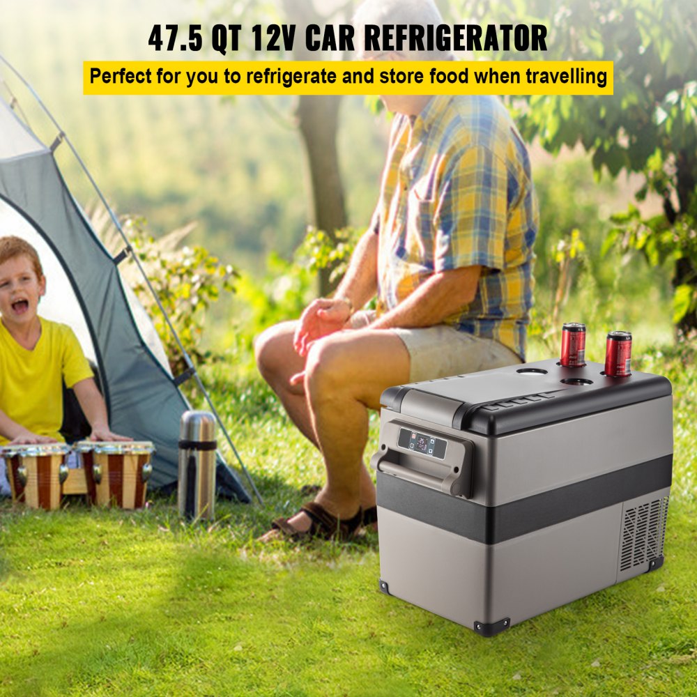 12 Volt Refrigerator 45L(48qt) Fast Cooling Portable Freezer with App Control(-4℉~68℉) Car Fridge with 12/24v DC & 110-240v AC for Travel, Camping and Home Use, 48 Quart, Black