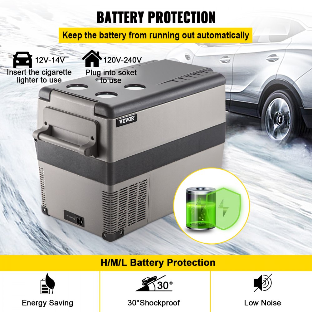 12 Volt Refrigerator 45L(48qt) Fast Cooling Portable Freezer with App Control(-4℉~68℉) Car Fridge with 12/24v DC & 110-240v AC for Travel, Camping and Home Use, 48 Quart, Black