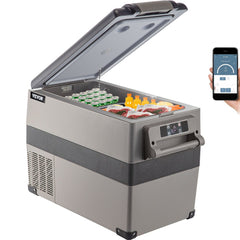 12 Volt Refrigerator 45L(48qt) Fast Cooling Portable Freezer with App Control(-4℉~68℉) Car Fridge with 12/24v DC & 110-240v AC for Travel, Camping and Home Use, 48 Quart, Black