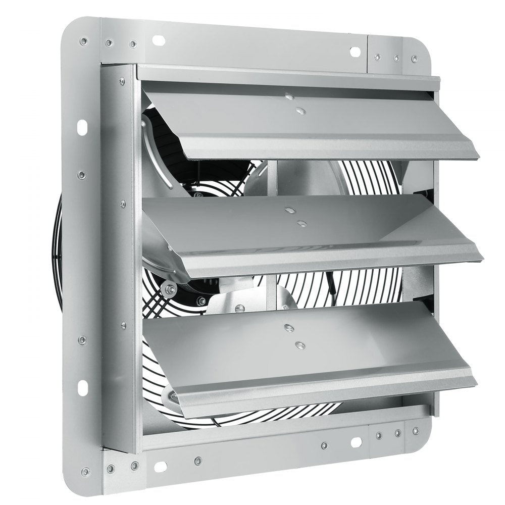 12`` Shutter Exhaust Fan, High-speed 1000 CFM, Aluminum Wall Mount Attic Fan with AC-motor, Ventilation and Cooling for Greenhouses, Garages, Sheds, Shops, FCC