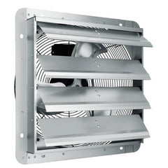 16`` Shutter Exhaust Fan, High-speed 2000 CFM, Aluminum Wall Mount Attic Fan with AC-motor, Ventilation and Cooling for Greenhouses, Garages, Sheds, Shops, FCC