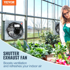 16`` Shutter Exhaust Fan, High-speed 2000 CFM, Aluminum Wall Mount Attic Fan with AC-motor, Ventilation and Cooling for Greenhouses, Garages, Sheds, Shops, FCC