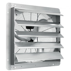 24`` Shutter Exhaust Fan, High-speed 3320 CFM, Aluminum Wall Mount Attic Fan with AC-motor, Ventilation and Cooling for Greenhouses, Garages, Sheds, Shops, FCC
