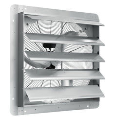 24`` Shutter Exhaust Fan, High-speed 3320 CFM, Aluminum Wall Mount Attic Fan with AC-motor, Ventilation and Cooling for Greenhouses, Garages, Sheds, Shops, FCC