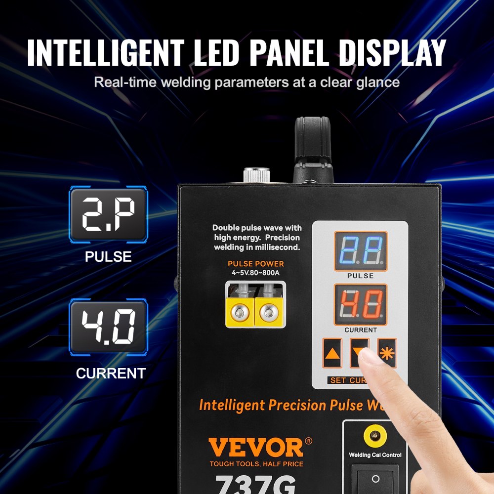 Battery Spot Welder, 737G Pulse Spot Welder, Portable High-Power Battery Welding Machine Soldering Station with 2 Welding Modes and LED Lighting for 0.12mm Pure Nickel, 18650 14500 Battery Pack