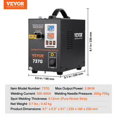 Battery Spot Welder, 737G Pulse Spot Welder, Portable High-Power Battery Welding Machine Soldering Station with 2 Welding Modes and LED Lighting for 0.12mm Pure Nickel, 18650 14500 Battery Pack