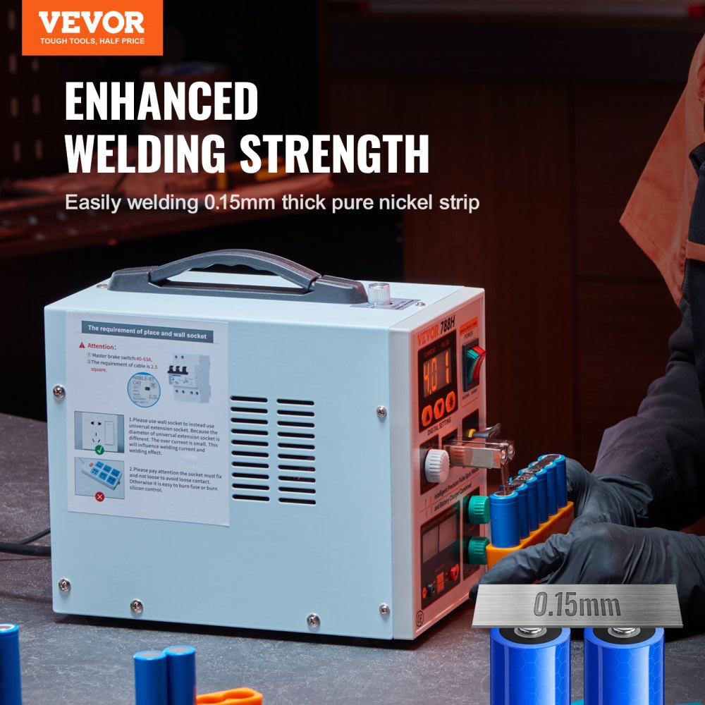 Battery Spot Welder, 788H Pulse Spot Welder & Battery Charger, Portable High-Power Battery Welding Machine with 2 Welding Modes and LED Lighting for 0.15mm Pure Nickel, 18650 14500 Battery Packs