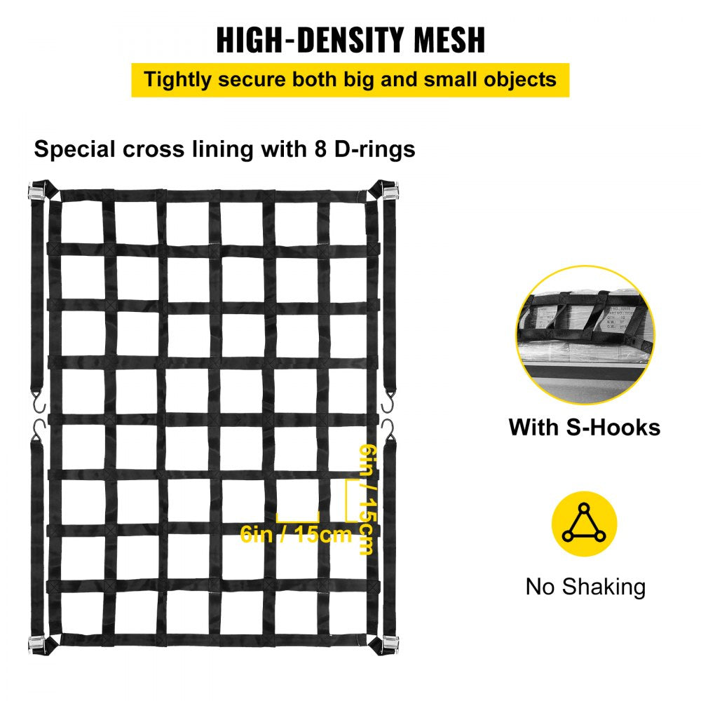 3.5`x 4.1` Cargo Net with S-Hooks, Truck Bed Cargo Net Heavy Duty Cargo Nets Capacity 1100LBS for Pickup Trucks (42" x 50")