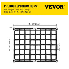 3.5`x 4.1` Cargo Net with S-Hooks, Truck Bed Cargo Net Heavy Duty Cargo Nets Capacity 1100LBS for Pickup Trucks (42" x 50")