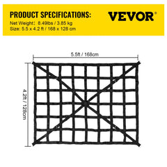 Cargo Net, 4.2` x 5.5` Cargo Net for Pickup Truck Bed, Heavy Duty Cargo Nets with Cam Buckles & S-Hooks & Cross Strap, Truck Bed Cargo Net for Trailer SUV Roof Rack (50" x 66")