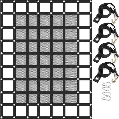 Cargo Net with Mesh, 8` x 6.7` Cargo Net for Pickup Truck Bed, Heavy Duty Cargo Nets with Cam Buckles & S-Hooks & Cross Strap, Truck Bed Cargo Net for Trailer SUV Jeeps(96" x 80")