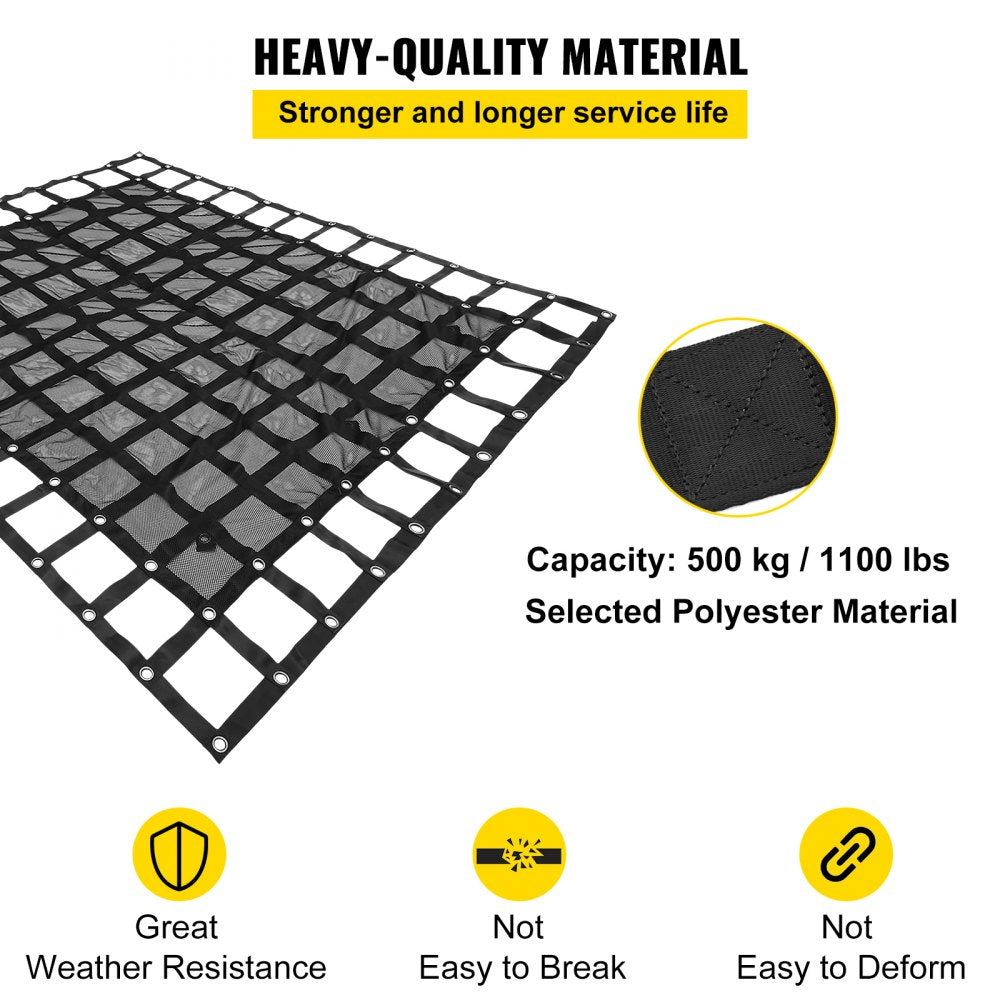 Cargo Net with Mesh, 8` x 6.7` Cargo Net for Pickup Truck Bed, Heavy Duty Cargo Nets with Cam Buckles & S-Hooks & Cross Strap, Truck Bed Cargo Net for Trailer SUV Jeeps(96" x 80")