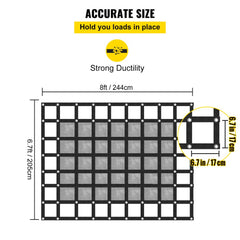 Cargo Net with Mesh, 8` x 6.7` Cargo Net for Pickup Truck Bed, Heavy Duty Cargo Nets with Cam Buckles & S-Hooks & Cross Strap, Truck Bed Cargo Net for Trailer SUV Jeeps(96" x 80")